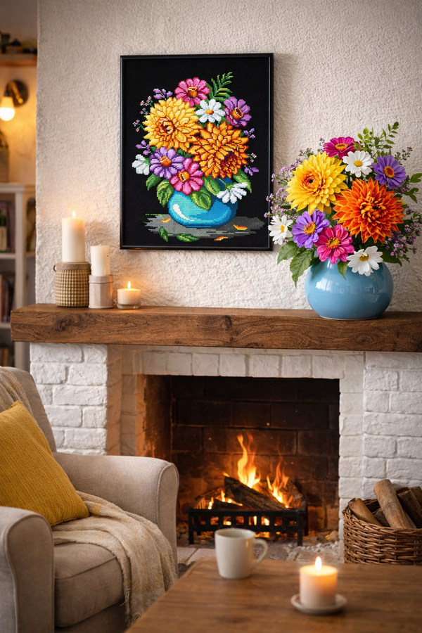 DIY Printed Tapestry Kit “A Bouquet of Dahlias” Needlepoint Kit