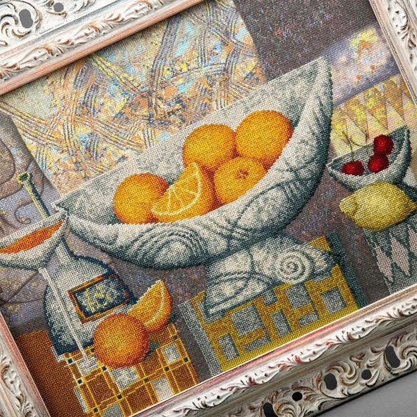 DIY Cross stitch kit with a printed canvas