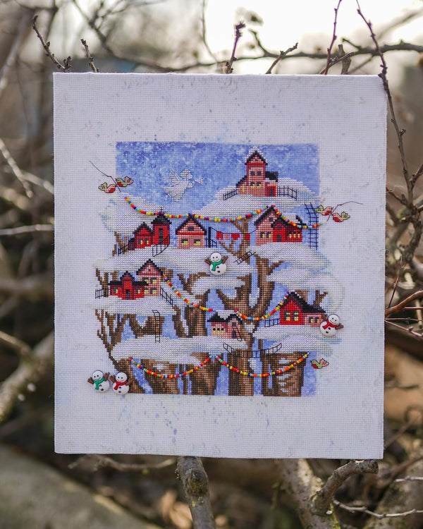 DIY Cross stitch kit with a printed canvas