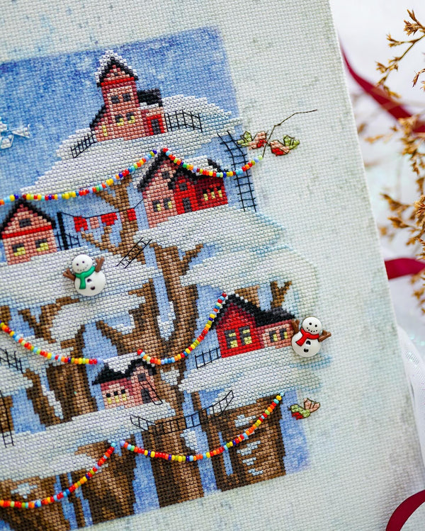 DIY Cross stitch kit with a printed canvas