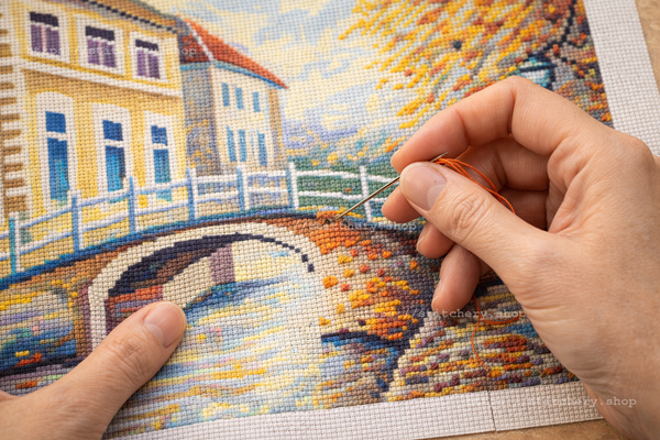 DIY Cross Stitch Kit with Printed canvas