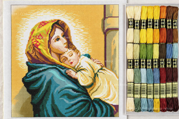 DIY Cross Stitch Kit with Printed canvas