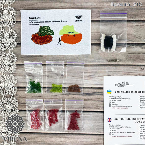 Beadwork kit for creating broоch