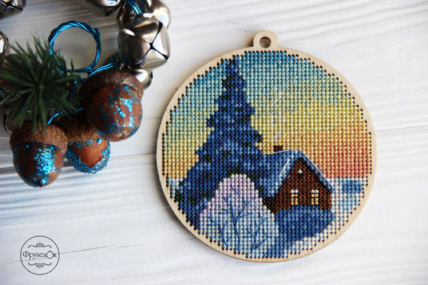 DIY cross stitch kit on wood