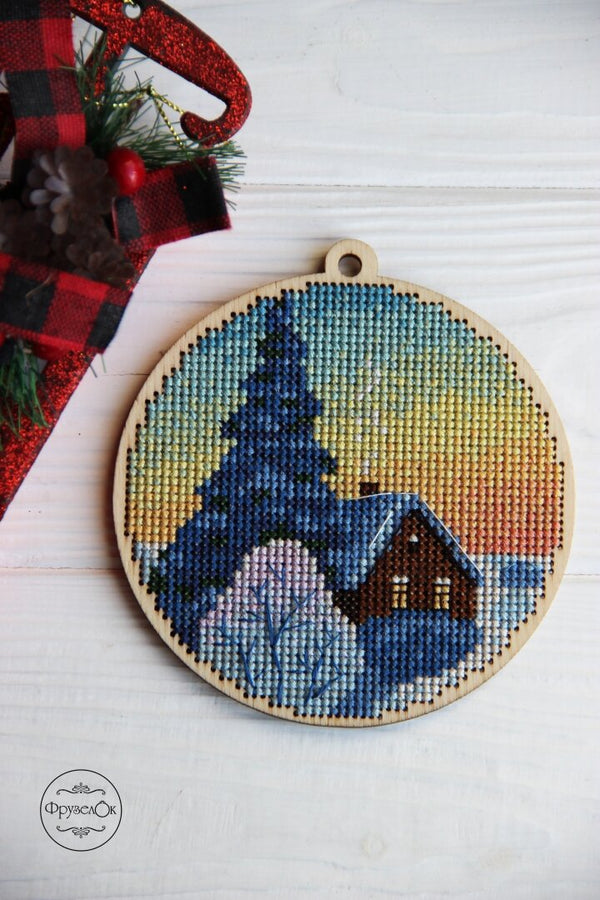 DIY cross stitch kit on wood