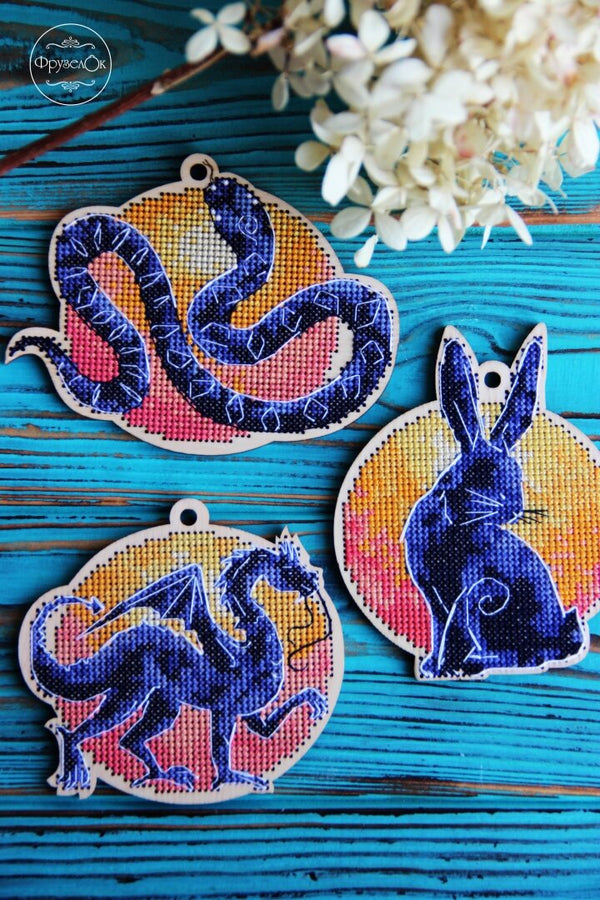 DIY cross stitch kit on wood