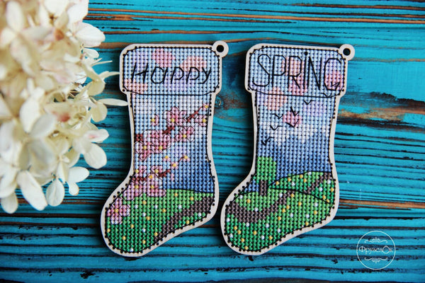 DIY cross stitch kit on wood