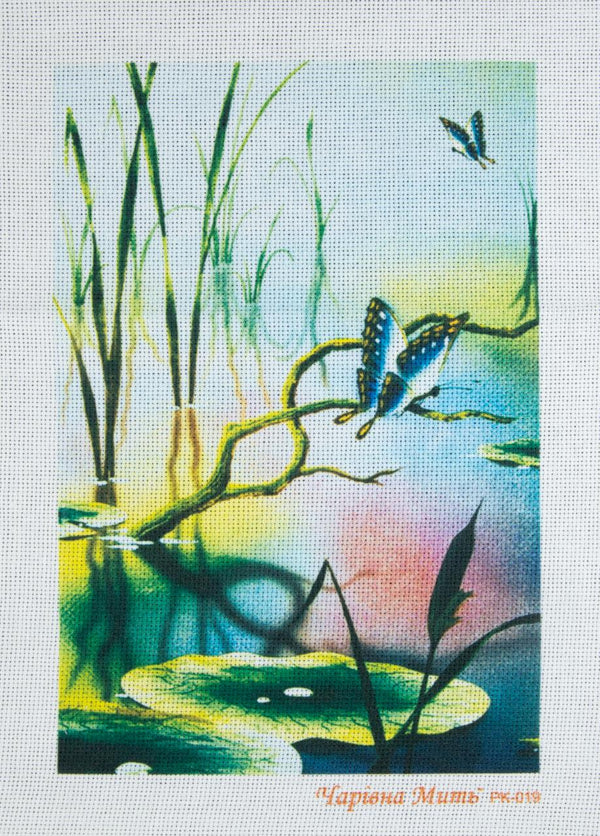 DIY Cross stitch kit with a printed canvas