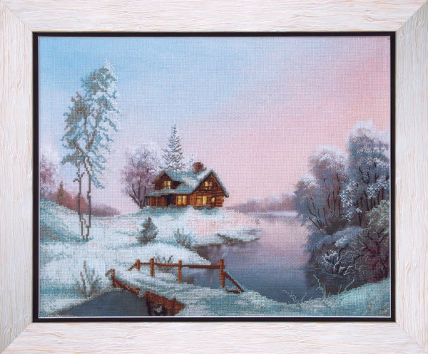 DIY Cross stitch kit with a printed canvas