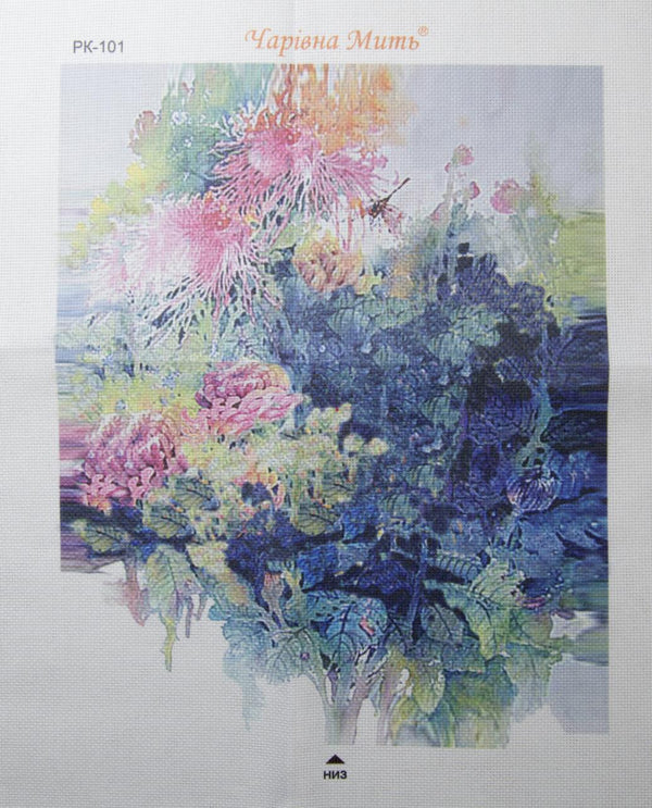 DIY Cross stitch kit with a printed canvas