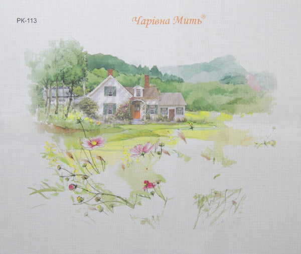 DIY Cross stitch kit with a printed canvas