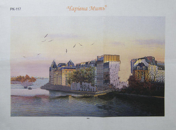 DIY Cross stitch kit with a printed canvas