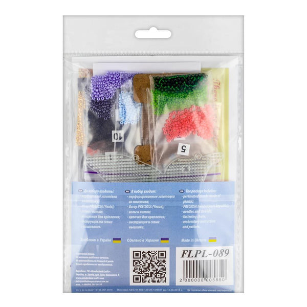Bead embroidery kit on a plastic base