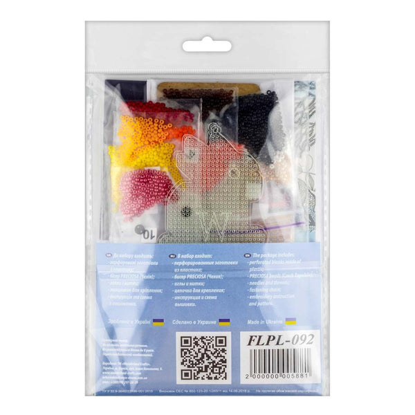 Bead embroidery kit on a plastic base