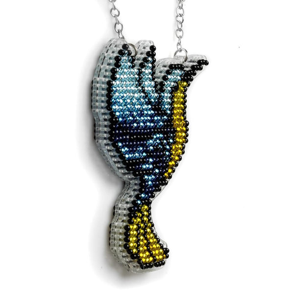 Bead embroidery kit on a plastic base