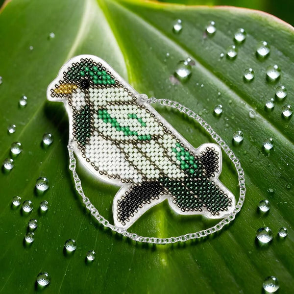 Bead embroidery kit on a plastic base