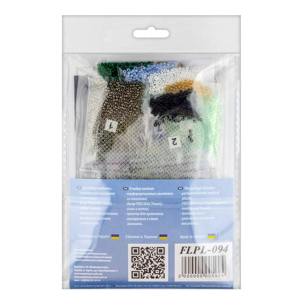 Bead embroidery kit on a plastic base