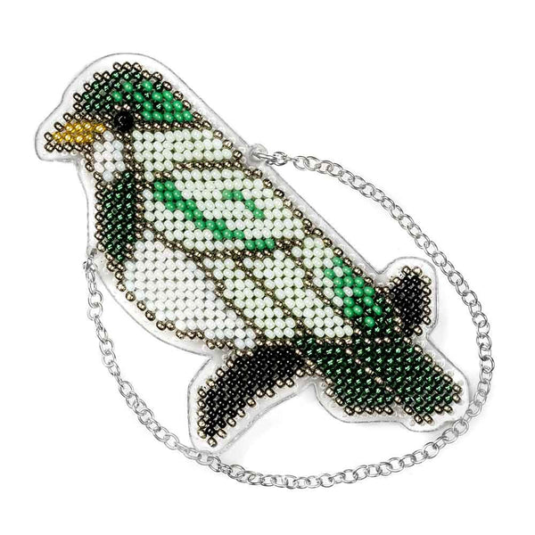 Bead embroidery kit on a plastic base