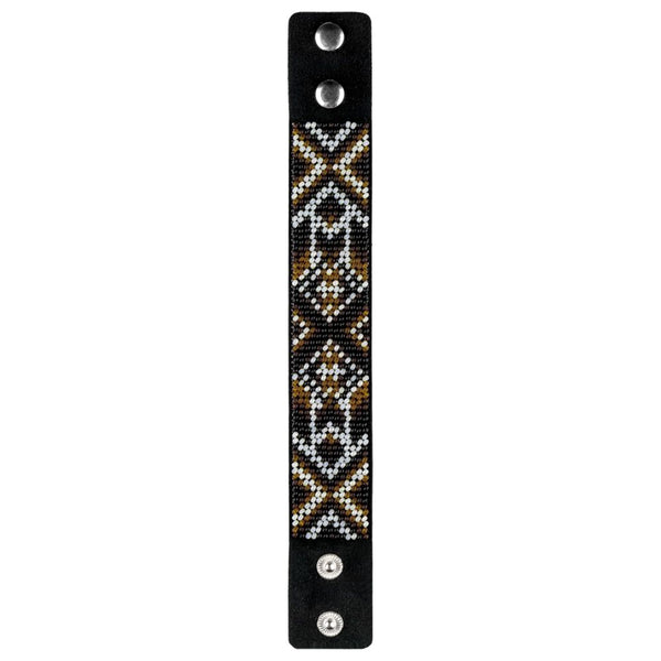 Bead embroidery kit on artificial leather Bracelet (3х22cm) FLBB-121 Black