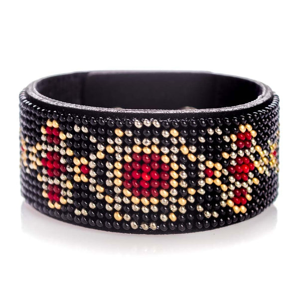 Bead embroidery kit on artificial leather Bracelet (3х22cm) FLBB-122 Black