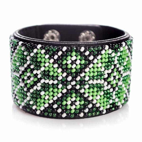 Bead embroidery kit on artificial leather Bracelet (4х22cm) FLBB-115 Black