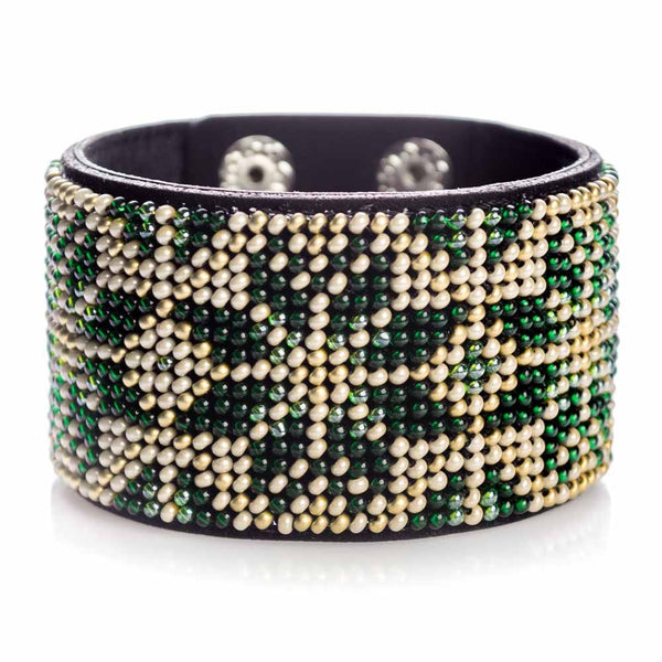 Bead embroidery kit on artificial leather Bracelet (4х22cm) FLBB-116 Black