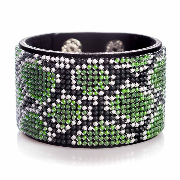 Bead embroidery kit on artificial leather Bracelet (4х22cm) FLBB-117 Black