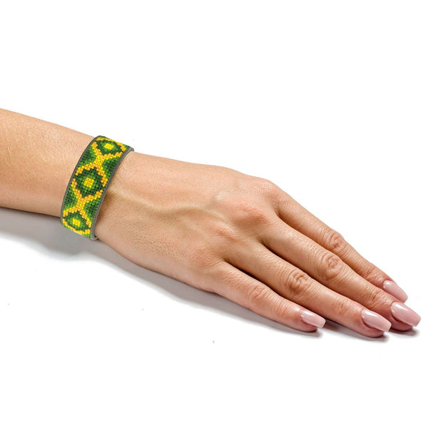 Cross-stitch kits on leather