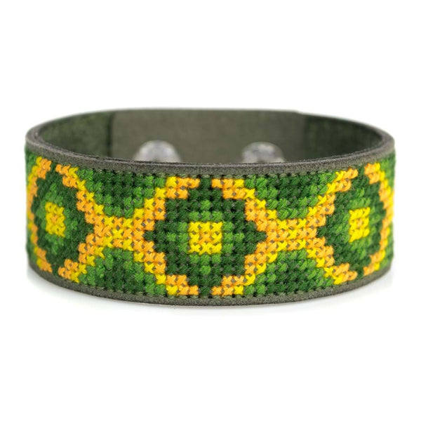 Cross-stitch kits on leather