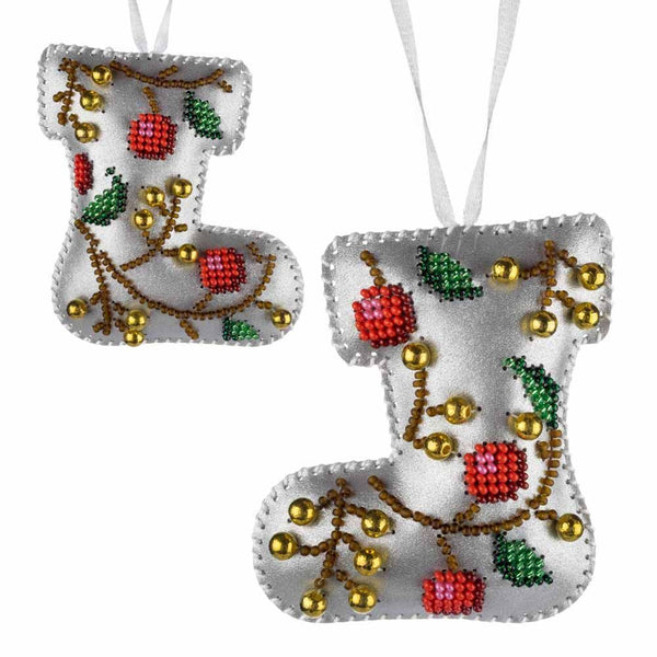Beaded Embroidery Kit “Silver Night Christmas Ornaments”