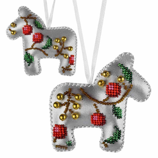 Beaded Embroidery Kit “Silver Night Christmas Ornaments”