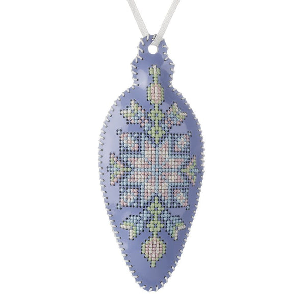 Cross Stitch Kit “Icicle Christmas Ornament” DIY Christmas Ornament on Faux Leather