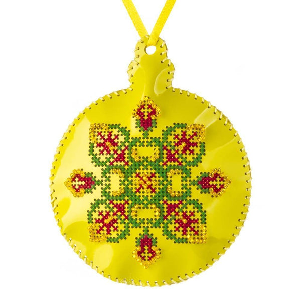 Cross Stitch Kit “Bauble Christmas Ornament” DIY Christmas Ornament on Faux Leather
