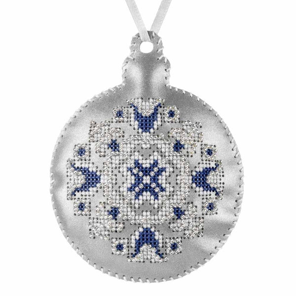 Cross Stitch Kit “Bauble Christmas Ornament” DIY Christmas Ornament on Faux Leather