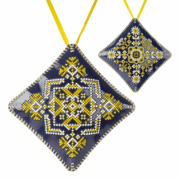 Cross Stitch Kit “Mini Pillow Christmas Ornament” DIY Christmas Ornament on Faux Leather