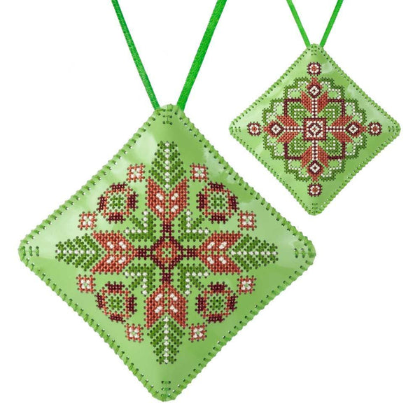 Cross Stitch Kit “Mini Pillow Christmas Ornament” DIY Christmas Ornament on Faux Leather