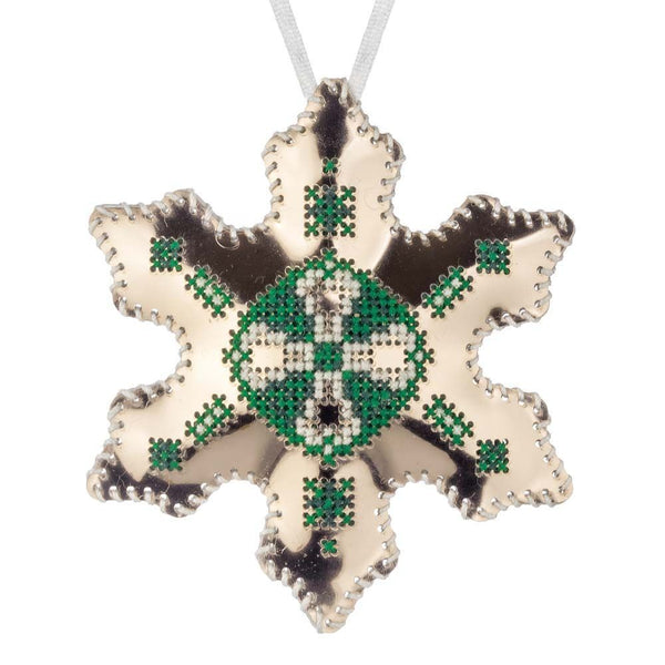 Cross Stitch Kit “Snowflake Christmas Ornament” DIY Christmas Ornament on Faux Leather
