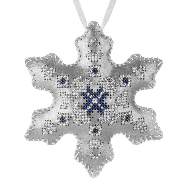 Cross Stitch Kit “Snowflake Christmas Ornament” DIY Christmas Ornament on Faux Leather