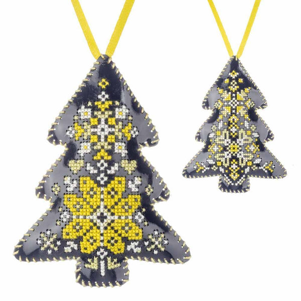Cross Stitch Kit “Christmas Tree Ornament” DIY Christmas Ornament on Faux Leather