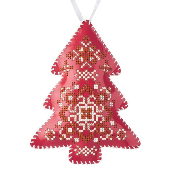 Cross Stitch Kit “Christmas Tree Ornament” DIY Christmas Ornament on Faux Leather