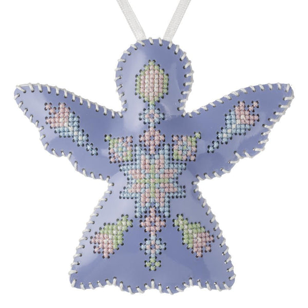 Cross Stitch Kit “Angel Christmas Ornament” DIY Christmas Ornament on Faux Leather