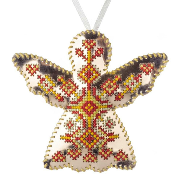Cross Stitch Kit “Angel Christmas Ornament” DIY Christmas Ornament on Faux Leather