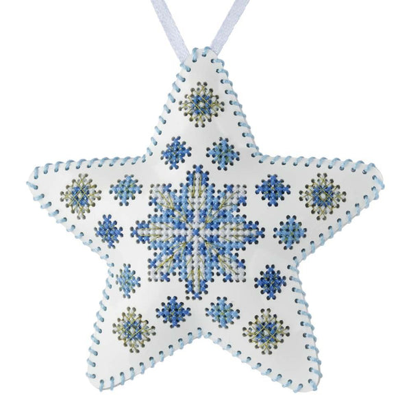 Cross Stitch Kit “Star Christmas Ornament” DIY Christmas Ornament on Faux Leather