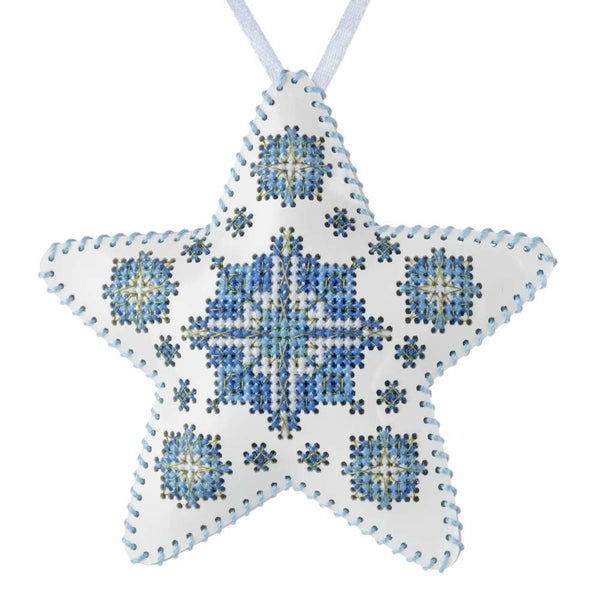 Cross Stitch Kit “Star Christmas Ornament” DIY Christmas Ornament on Faux Leather