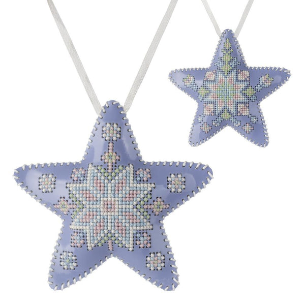 Cross Stitch Kit “Star Christmas Ornament” DIY Christmas Ornament on Faux Leather
