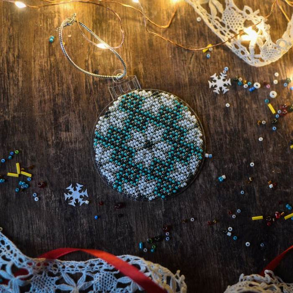 Bead embroidery kit on a plastic base