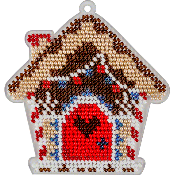 Bead embroidery kit on a plastic base