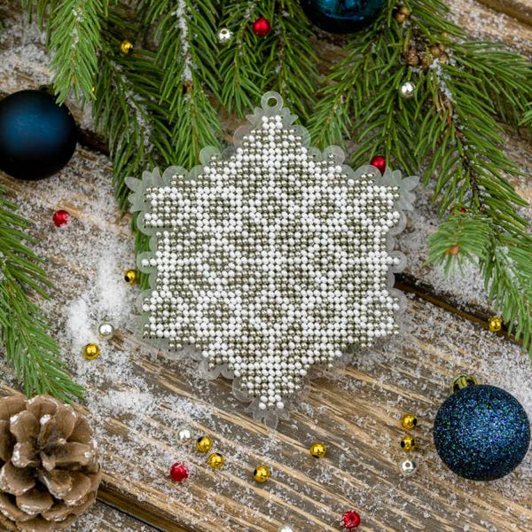Bead embroidery kit on a plastic base