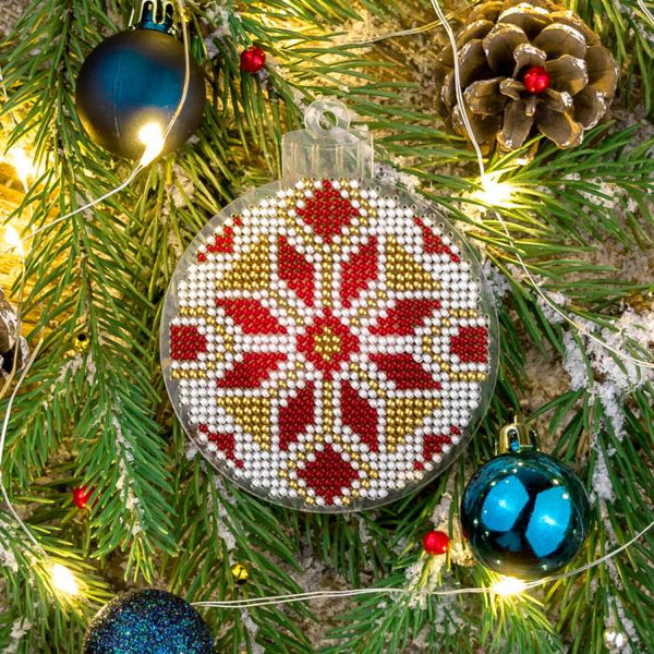 Bead embroidery kit on a plastic base