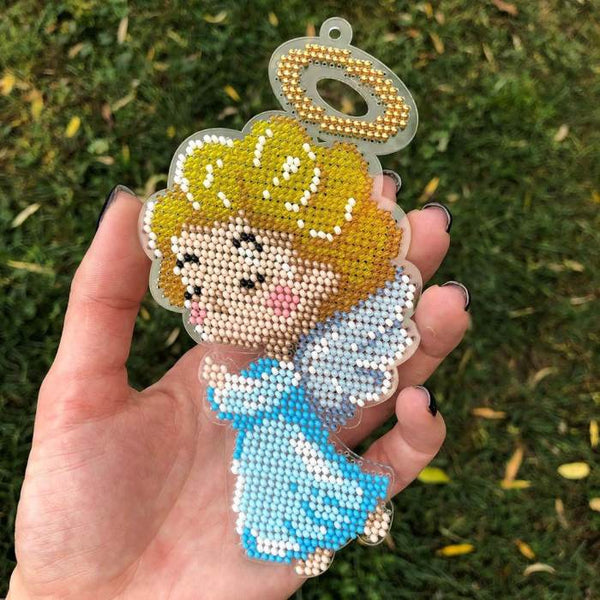 Bead embroidery kit on a plastic base